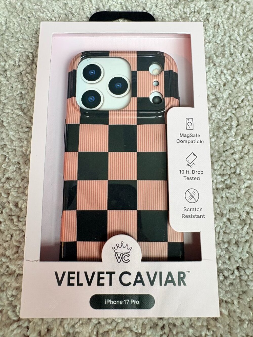 Velvet Caviar Nude Black Checkered iPhone 17 Pro Case MagSafe New With Tags